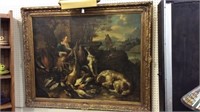 Very Lg. Painting From Estate w/ Hunting Scene