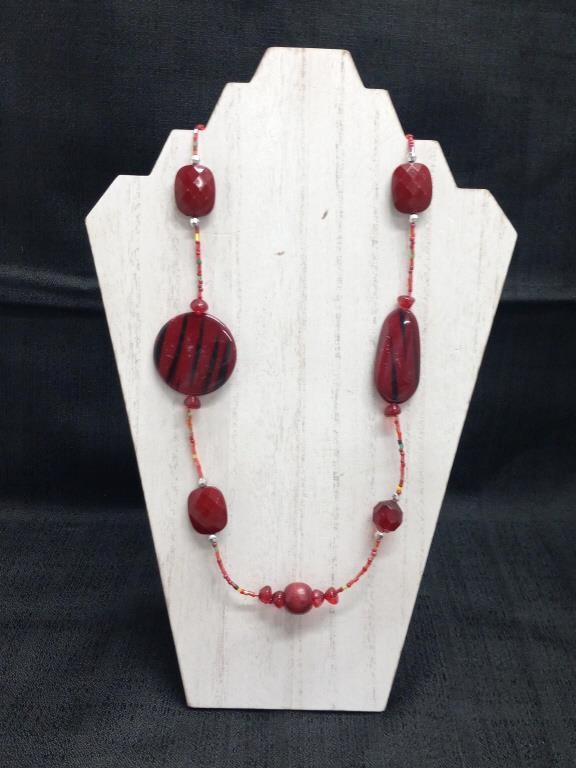 Large red bead necklace