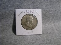 1963-D Silver Ben Franklin half dollar