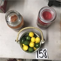 Two candles & Decorative Lemon Limes