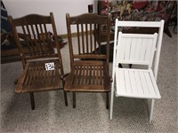 Three Wooden Folding Chairs