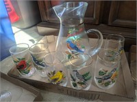 West Virginia Glass pitcher & glasses beautiful