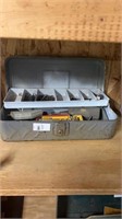 Metal tool box with drill bits