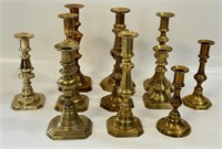 GREAT ASSORTED VINTAGE BRASS CANDLE HOLDERS LOT