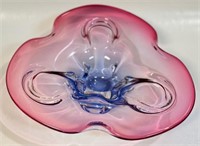 BEAUTIFUL TWO TONE MID CENTURY BLOWN GLASS DISH