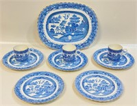 DESIRABLE BRIDGWOOD BLUE & WHITE WILLOW DISHES