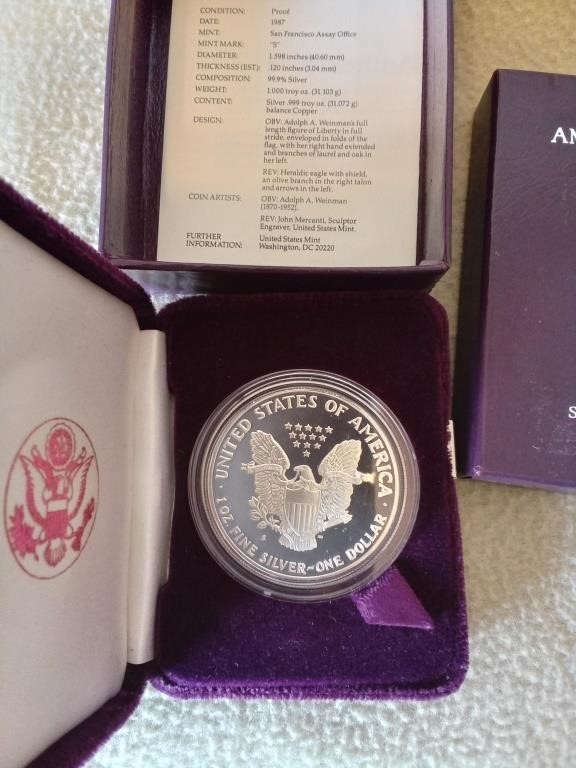 1987 American Eagle 1 oz Silver Bullion Coin, NIC