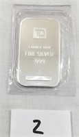 TD .999 Silver 1 Troy ounce bar #2.