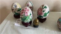 Asian Hand-painted porcelain eggs-Cloisonné?