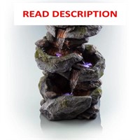 $154  22 in. 3-Tier Rock Waterfall Fountain w/ LED