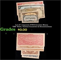 Lot of 5 Japanese WWII Invasion Money "JIM" Notes,