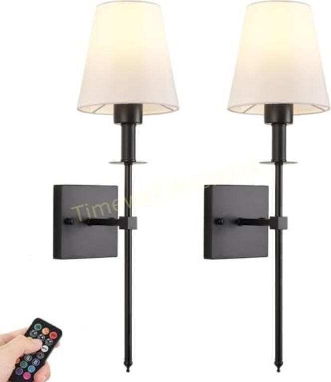 KARTOOSH Battery Wall Sconces  Dimmable  Black