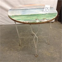Rod iron base table w/ painted top