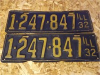 1932 Illinois License Plates-Match Set
