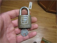 VINTAGE SLAYMAKER CYLINDER PADLOCK WITH KEY