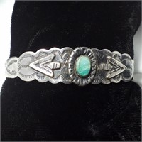 Sterling Silver Turquoise Stamped Arrows Bracelet