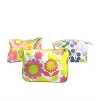 Set of 3 Clinique Floral Makeup Cosmetic Bags