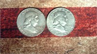 1954 & 1956 Franklin Half Dollar