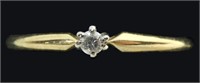 10K Yellow gold diamond solitaire promise ring,