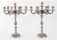 Italian Baroque Style Silver Candelabra, Pair