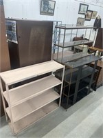 3 metal shelf racks