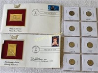 24K first day covers & 8 roosvelt unc dimes