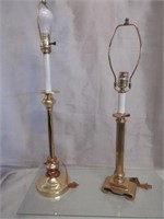 2 Brass Table Lamps - No Shades