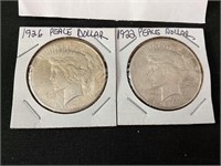 1922 and 1926 Peace Dollars