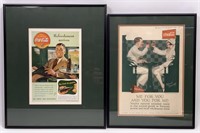 2 Coca-Cola Ads - 1926 and 1941 - reframed,