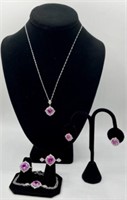Beautiful Sterling Pink Sapphire Necklace Set