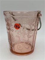 PINK DEPRESSION ETCHED ICE BUCKET