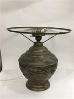 Oriental Brass Table Lamp With High Relief Birds