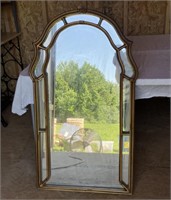 Double Pane Gold Framed Arched Wall Mirror