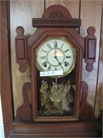 WATERBURY KITCHEN CLOCK WALNUT CIR 1880S