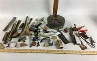 Various Metal Tools Including Old Kerosene Oil
