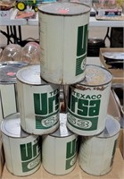 5 URSA TEXACO ADVERTISING OIL CANS