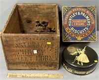 Corn Advertising Crate & Tins Lot Collection