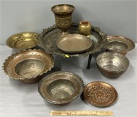 Copper & Brass Trays Eastern Metalwares Lot
