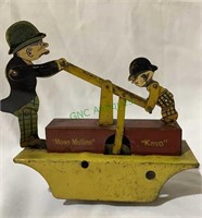 Antique moon Mullins tin wind up toy, needs a key