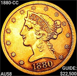 1880-CC $5 Gold Half Eagle