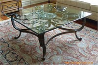 Bronze Metal & Glass Square Coffee Table