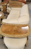 67 - SET OF SOFA, OTTOMANS  AND TABLES