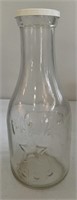Vintage glass milk jar with original lid ,  cow