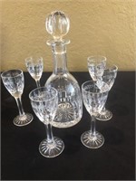 Wedgewood Etched Glassdecantor & 6 glasses