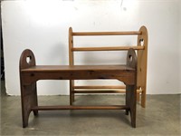 Wooden bench and a quilt rack