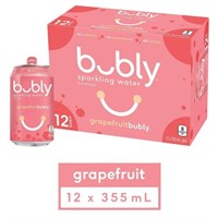 New Bubly grapefruit sparkling water 12x355ml