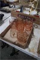 WINDSOR DIAMOND PINK GLASSES & PITCHER