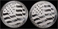 (2) 1 OZ .999 SILVER FLAG ROUNDS