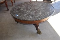 Antique Carousel Table with Marble Top, Brass Claw