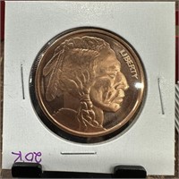 1OZ COPPER BULLION ROUND INDIAN HEAD